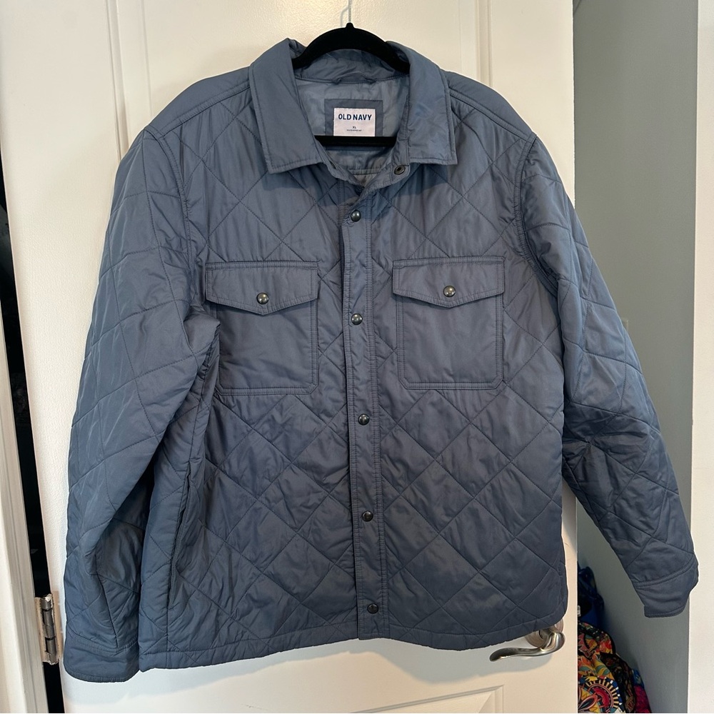 Old Navy Water-Resistant Quilted Shacket in Wintry Waters Blue - Picture 1 of 8